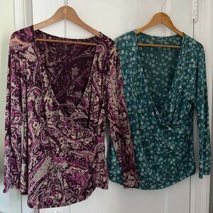 2 Coldwater Creek Wrap Tops-- Plum and Blue Green Size 1X/XL-- Make an Offer!